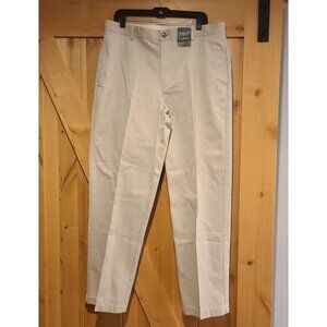 New! LL Bean Double L Chino Pants Natural Fit Flat Front Tan 212332 Size 36x32